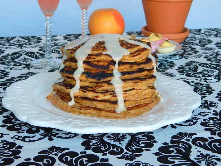 Carrot Cake Pancakes with Cream Cheese Glaze