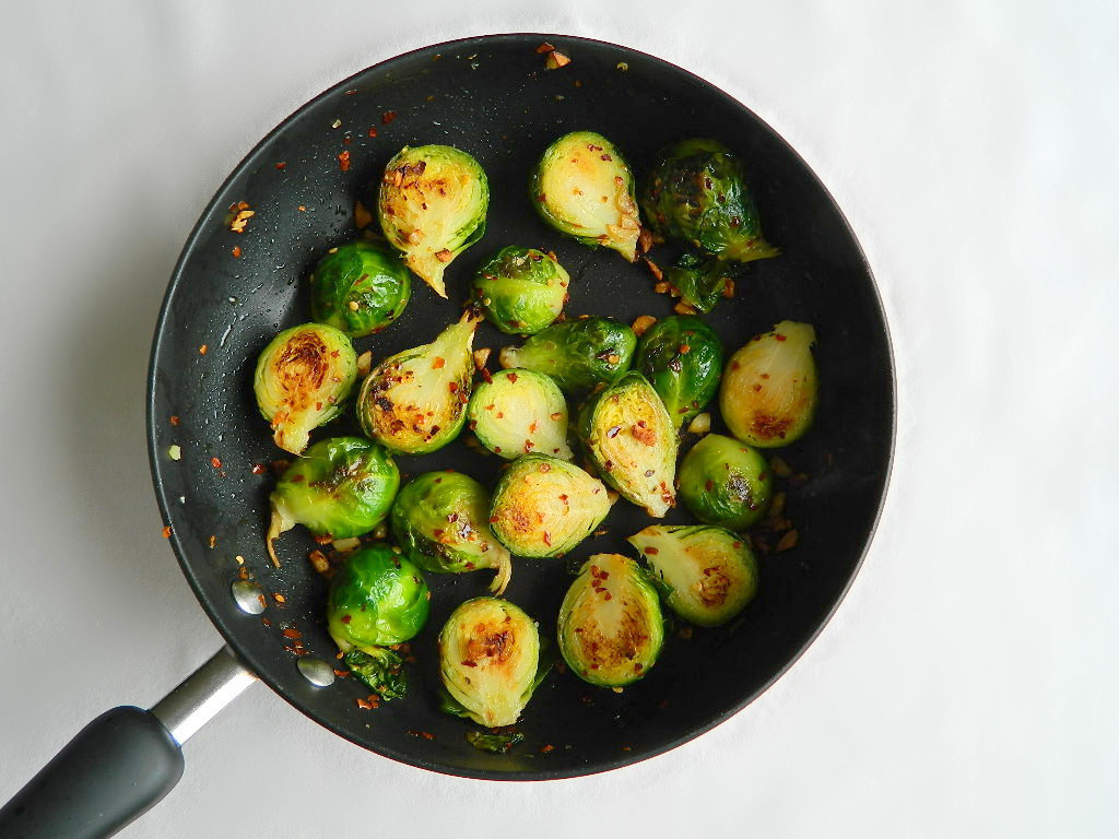 Spicy Garlic Brussels Sprouts