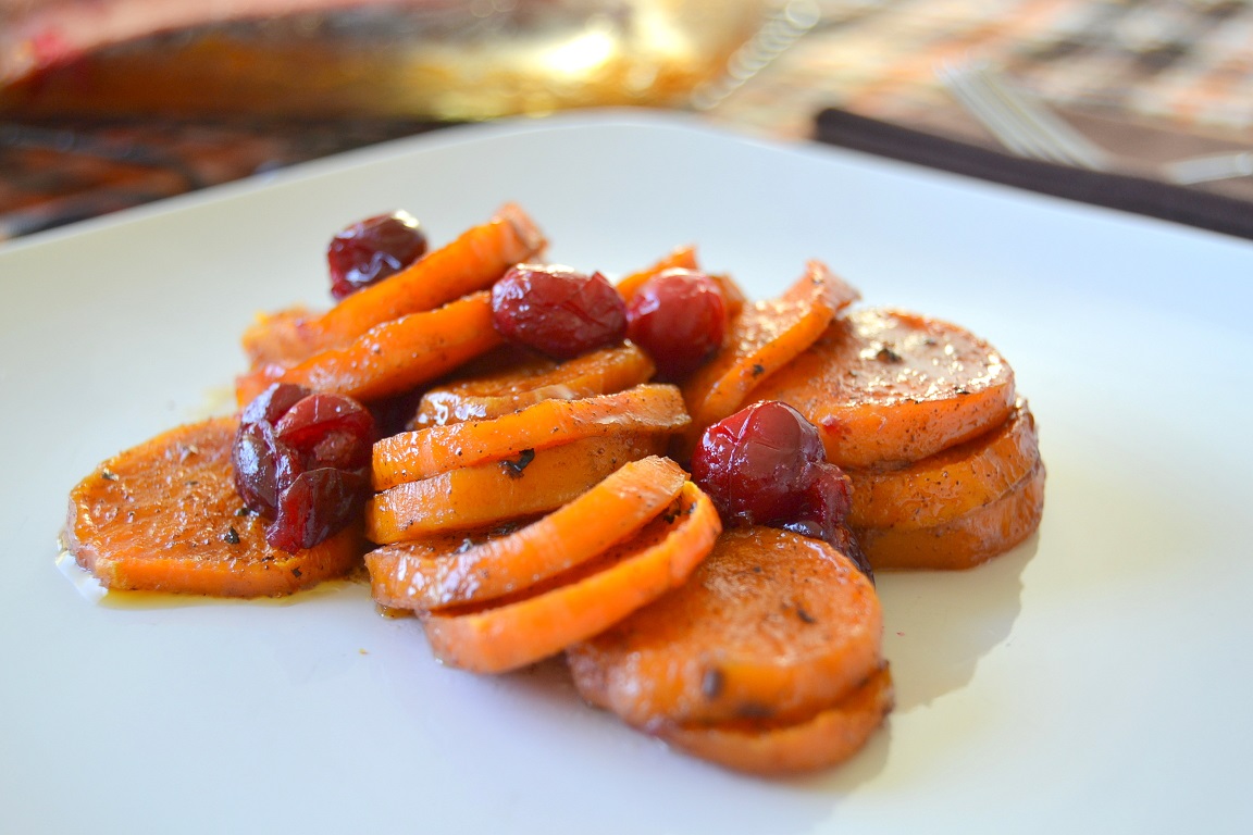 Cranberry and Rum Glazed Sweet Potatoes