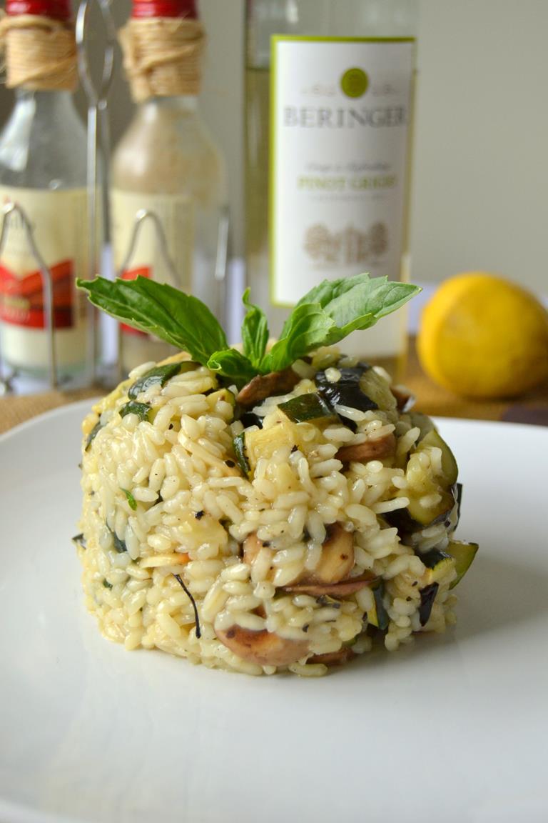 Roasted Zucchini and Mushroom Risotto