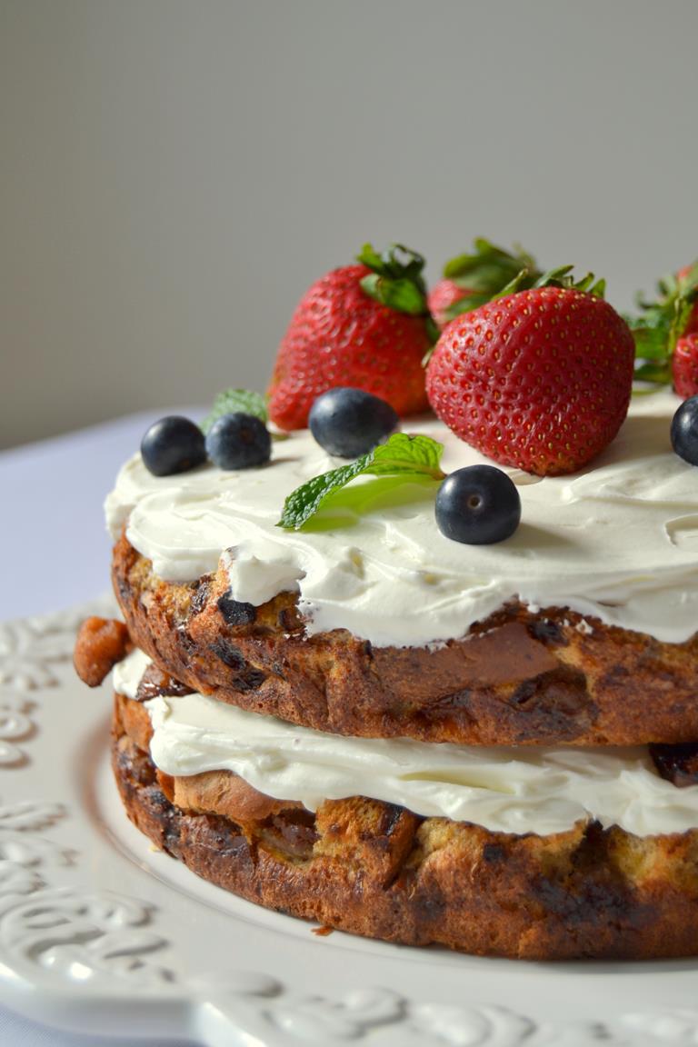 French Toast Layer Cake with Candied Bacon and Whipped Cream Frosting