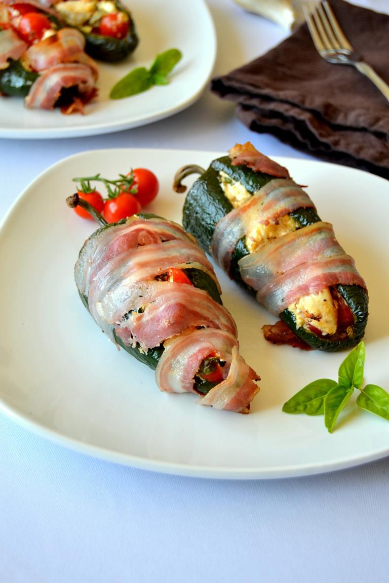 Pancetta Wrapped Chicken Stuffed Peppers