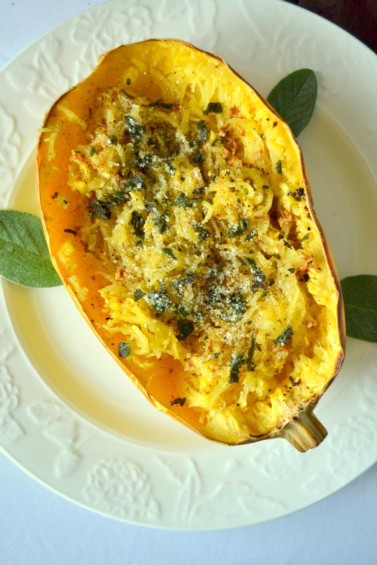 Roasted Spaghetti Squash with Brown Butter, Garlic, and Sage