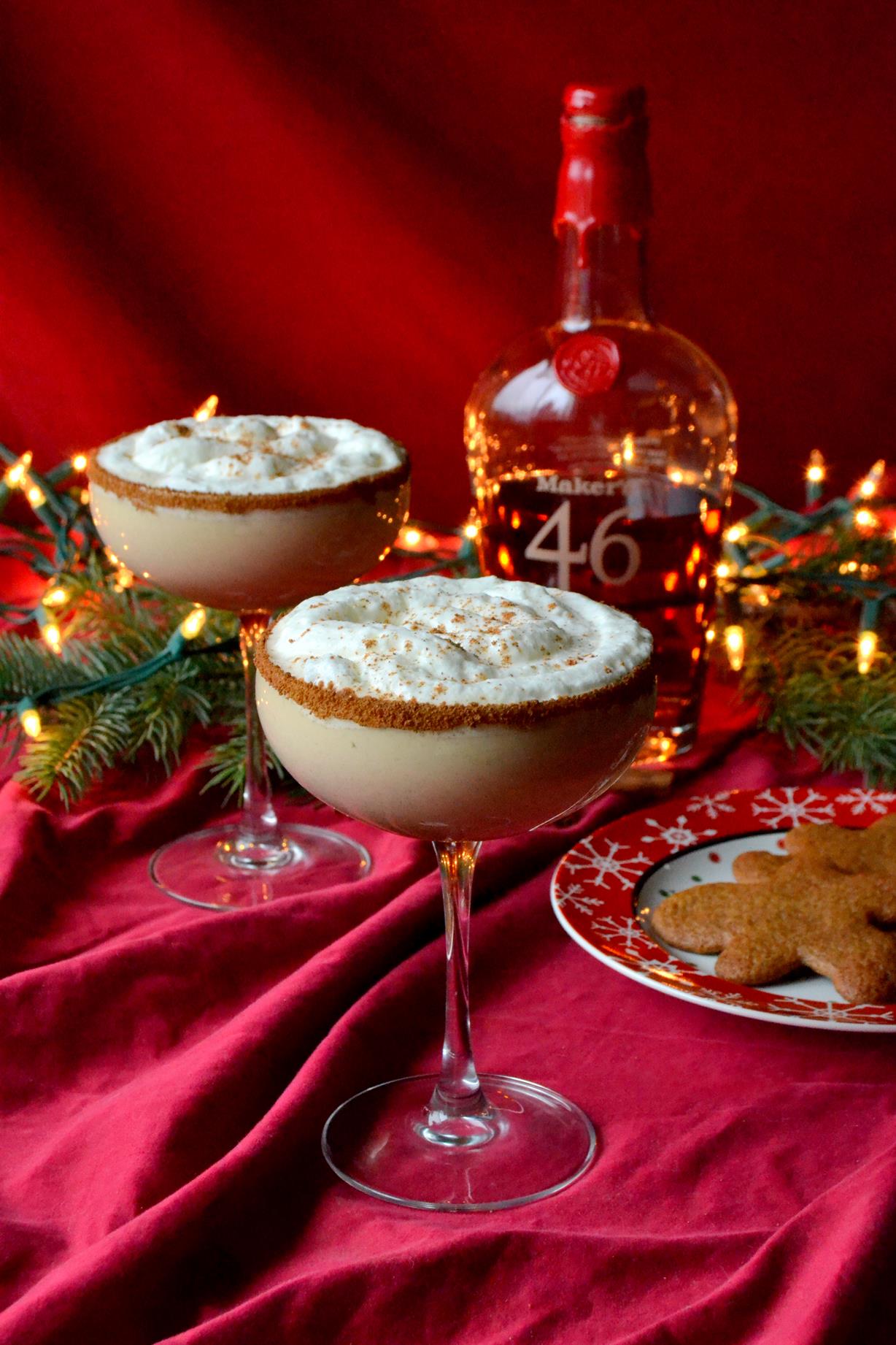 Bourbon Spiked Gingerbread Eggnog with Whipped Egg Whites