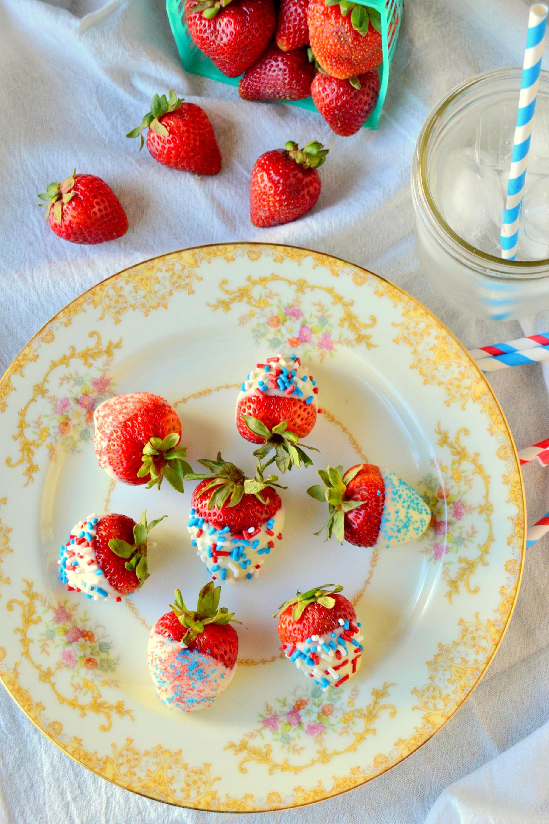 White Chocolate and Sprinkle Covered Strawberries