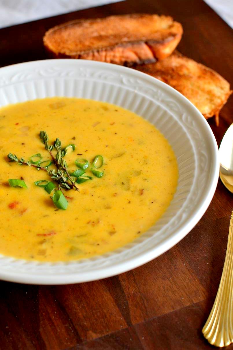 Butternut Squash, Beer, Bacon & Cheddar Soup