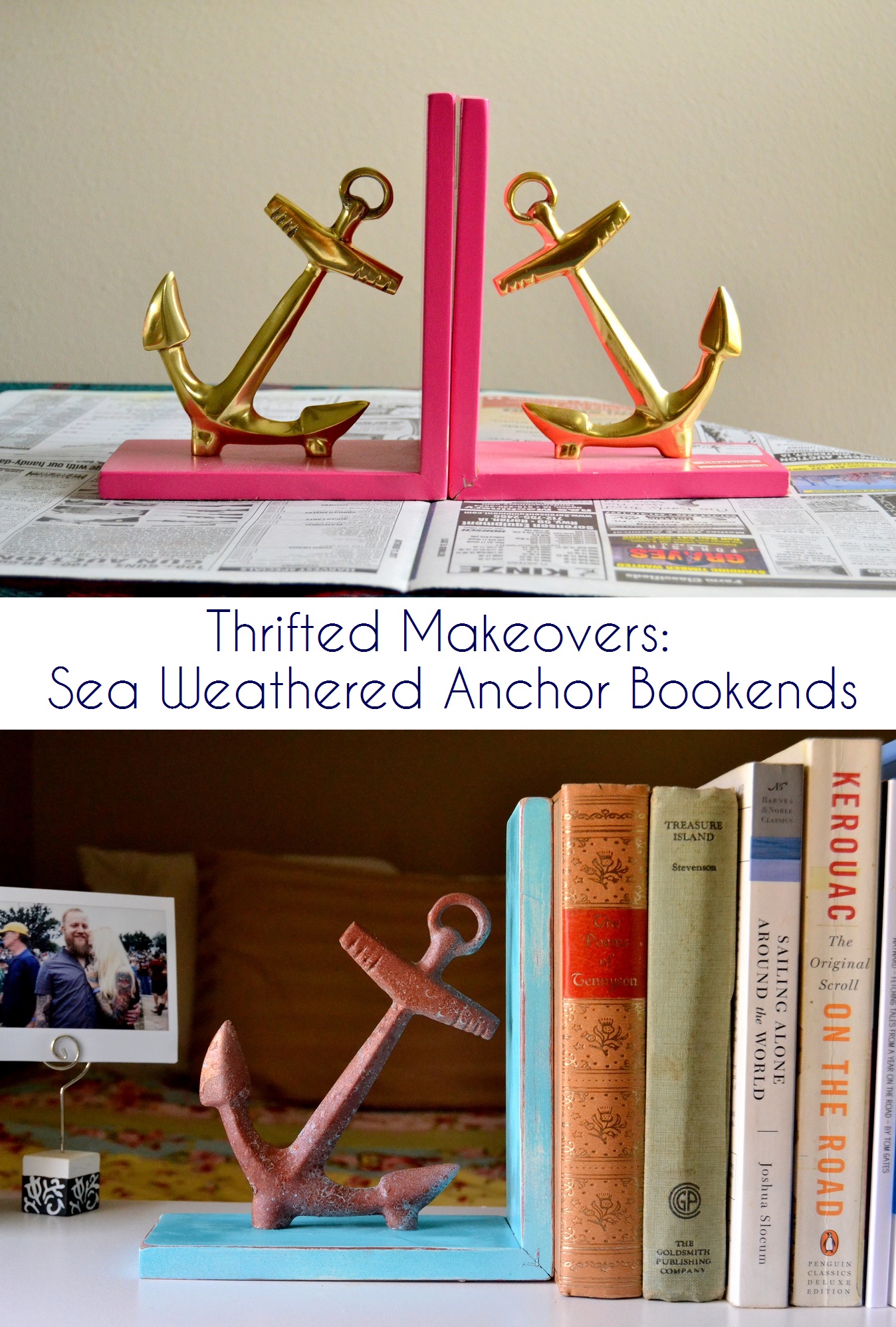 Thrifted Makeovers: Sea Weathered Anchor Bookends