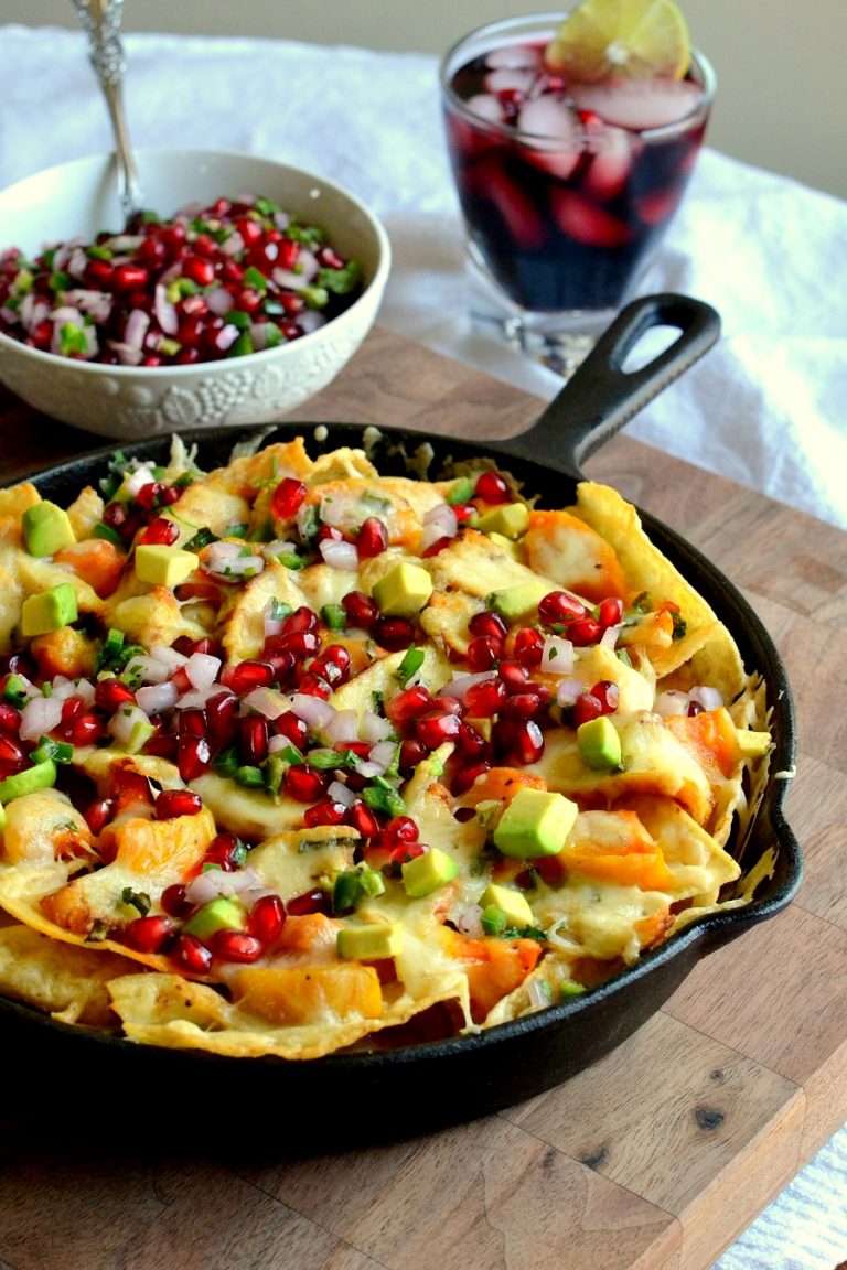 Chicken Skillet Nachos with Pomegranate Salsa Fair Robin Revival
