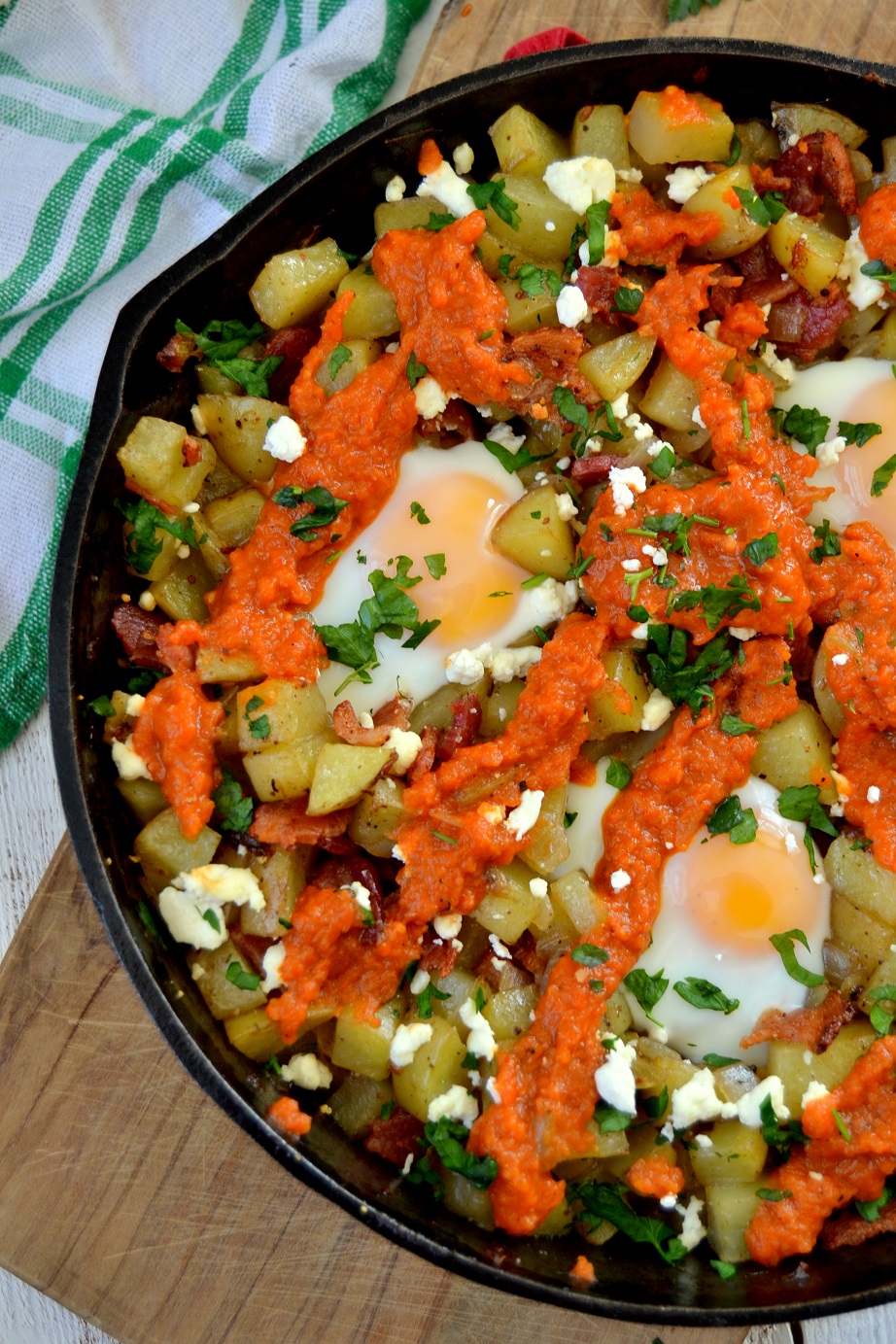 Fair Robin Revival - One Skillet Potato Hash with Red Pepper Sauce
