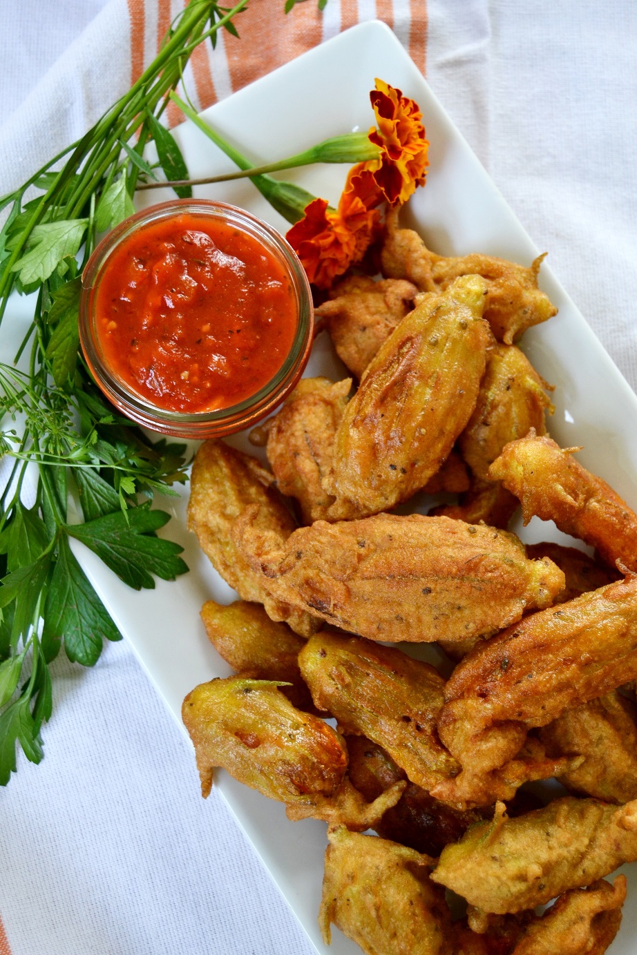 Fried Pumpkin and Squash Blossoms