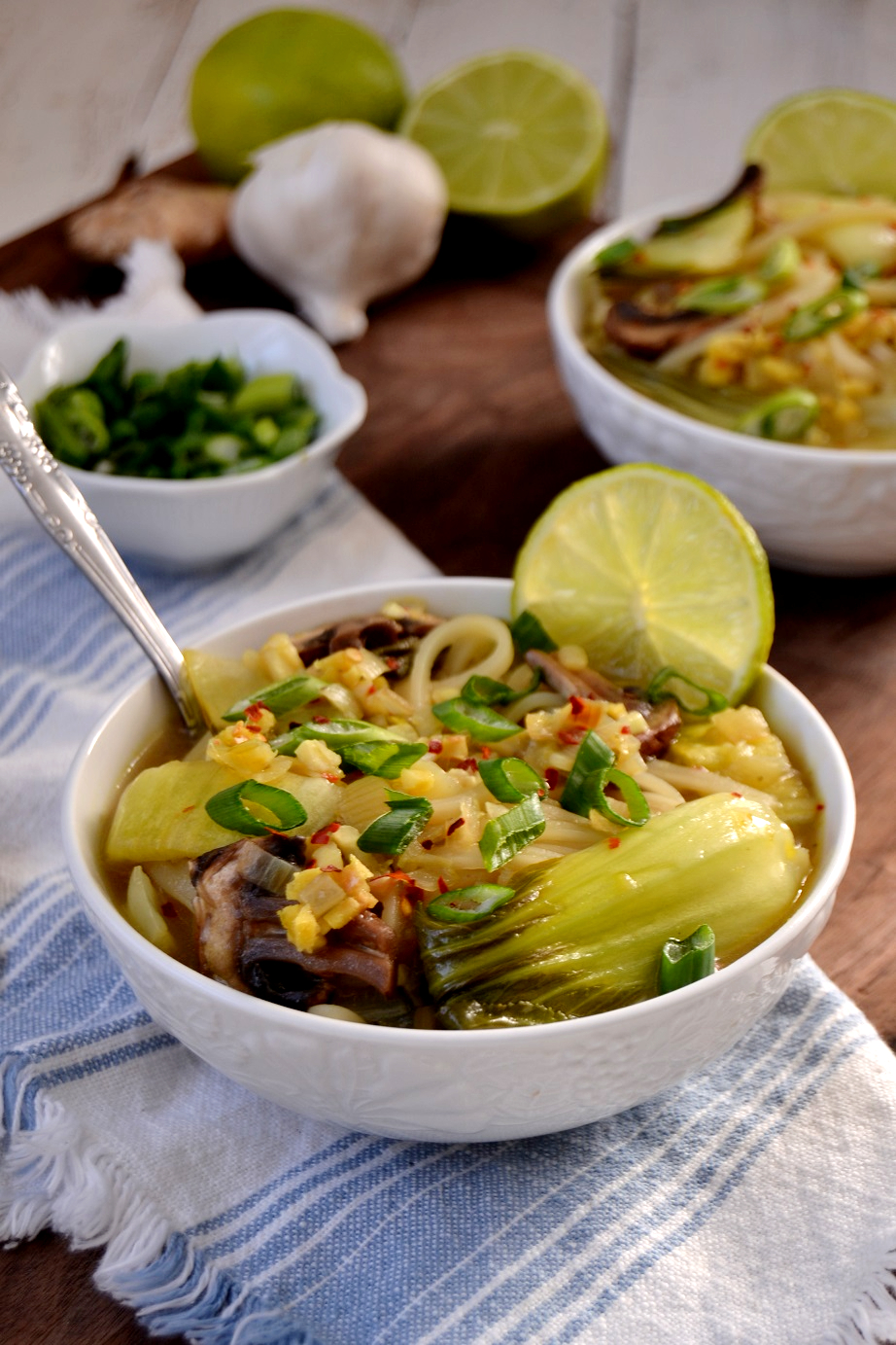 Garlic Lime Bok Choy Mushroom Soup